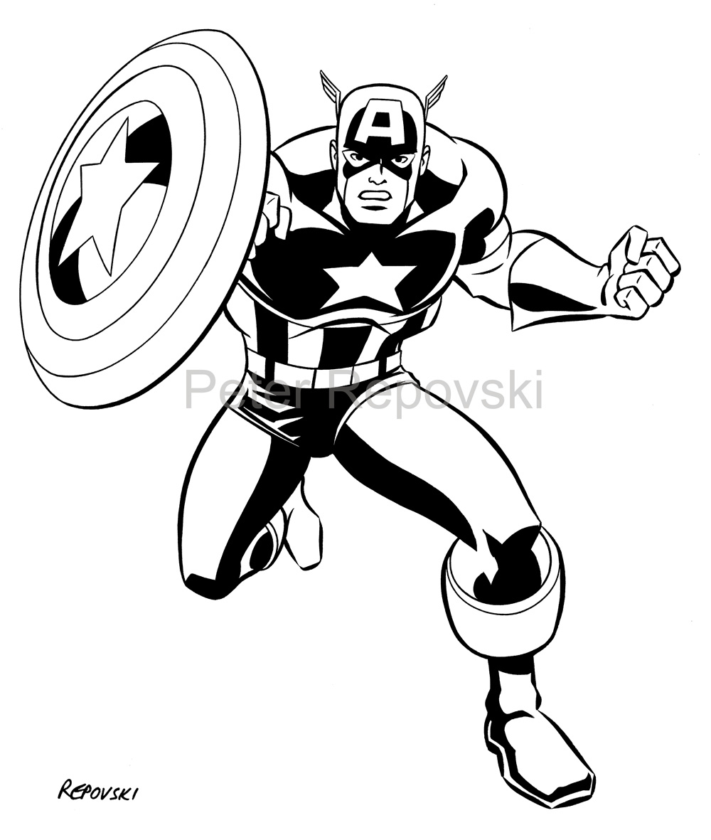 Captain America Black and White